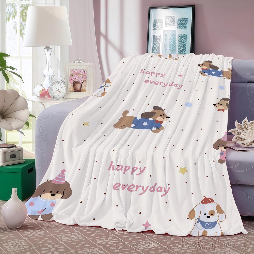 

CUTE Dachshund Litchi FUNDA Blanket Warm And Soft Suitable For Bedroom Living Room Sofa Bed Office Travel Camping 30x40in