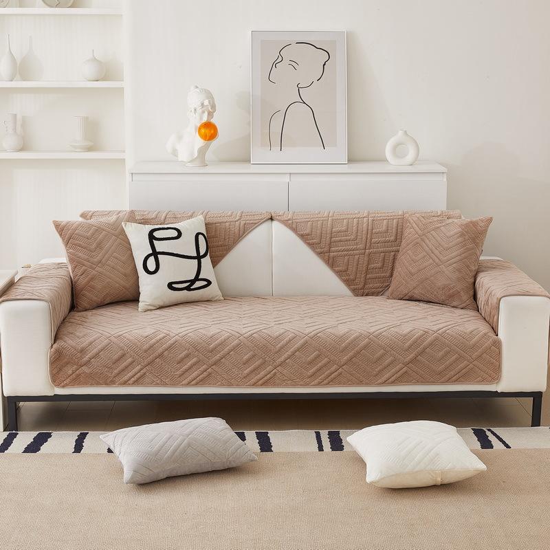 Foreign Trade Sofa Cushion Universal Non-Slip Plush Cushion New  Light Luxury Seat Cushion Leather Sofa Cover Cloth Towel