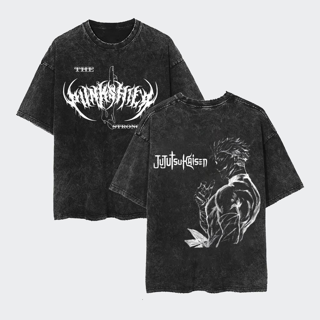 Jujutsu Kaisen Gojo Satoru T-shirt for Men Clothing Manga Graphic Washed Oversized Cotton Streetwear Short Sleeve Tee Shirt