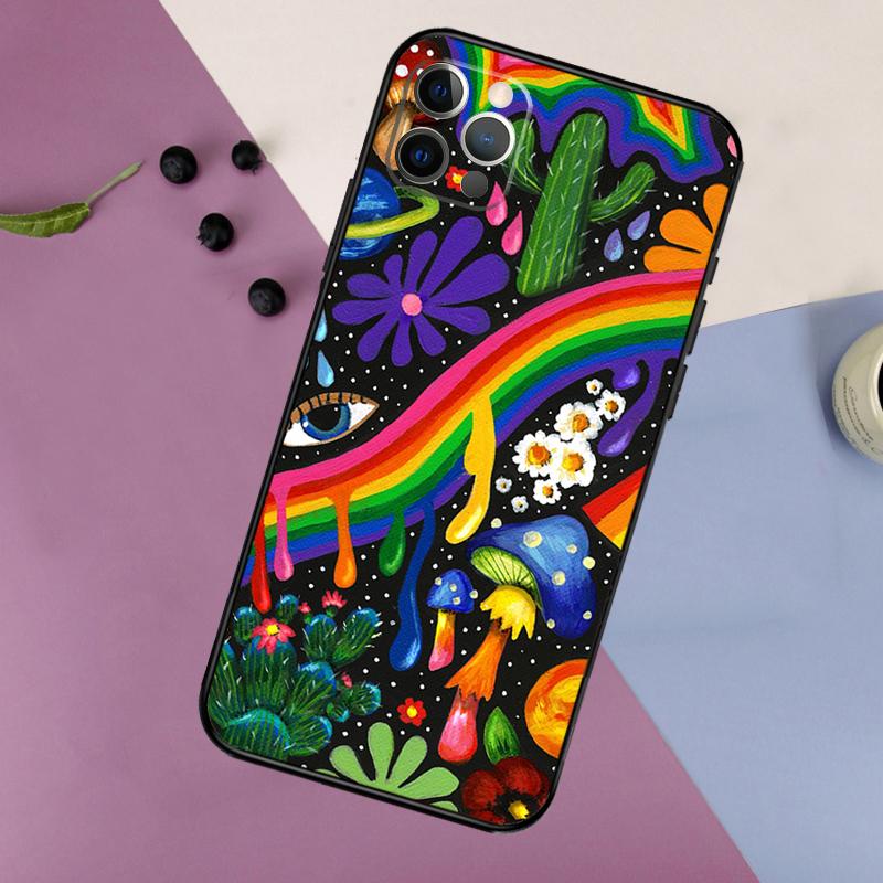 Indie Hippie Konst Telefonfodral För iPhone 17 16 15 14 11 12 13 Pro Max Plus 12 13 mini 16e 17 Air Bumper Cover