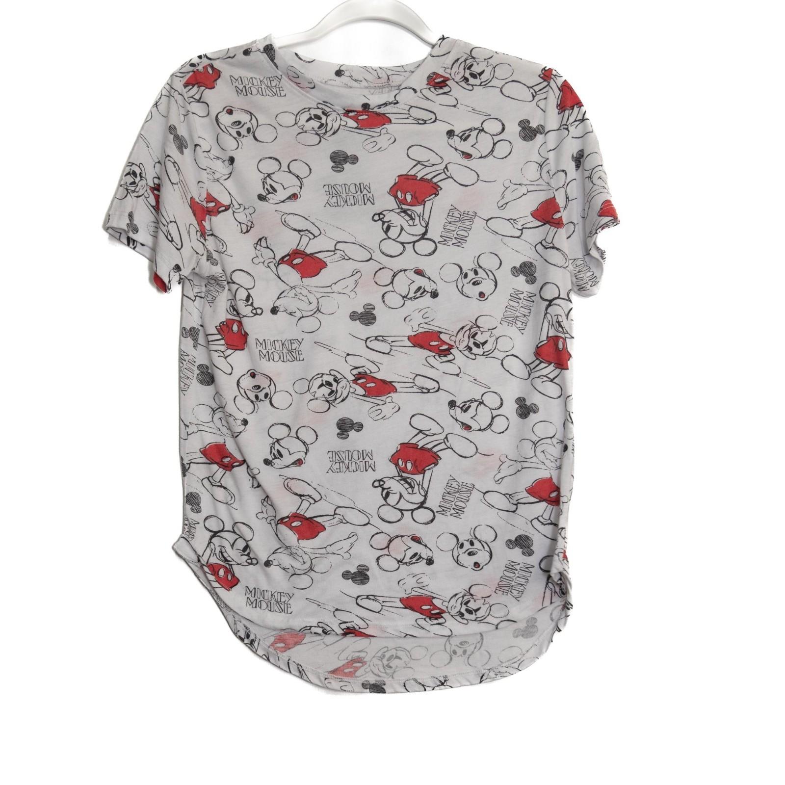 Disney Mickey Mouse Size L(1113) T-Shirt Gray Red Cartoon Print Crew Neck XXXL