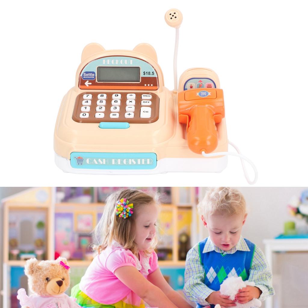 Children Play Cash Register Toy Fun Supermarket Checkout Toy with Microphone Sounds for Boys Girls Toddlers