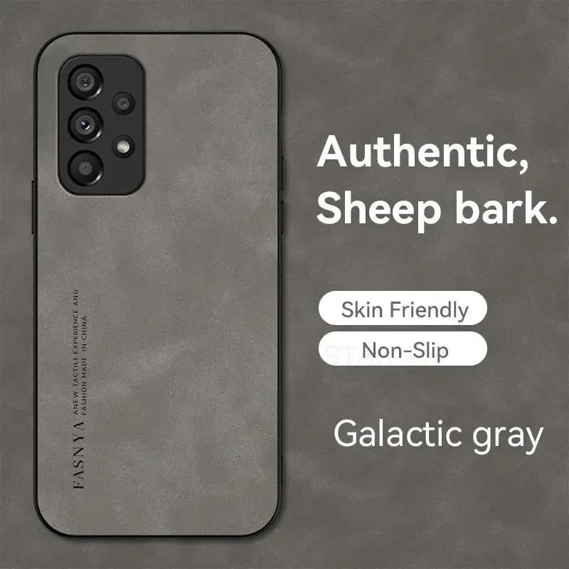 Luxury Sheepskin Leather Case for Samsung Galaxy A55 A35 A25 A15 A54 A34 A24 A14 A73 A53 A33 A23 A72 A52 32 M55 4G 5G Back Cover