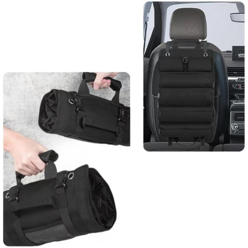 

Car Seat Back Storage Bag Portable Roll Tool Kit For Electrician Tools Interior Organizer Stowing Tidying Accessory чёрный