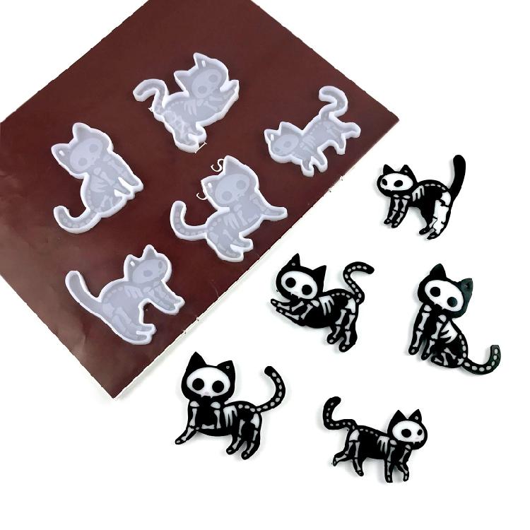 1Pc/5Pcs Shiny Five Syles Kitten Keychain Silicone Molds for Valentine Gift