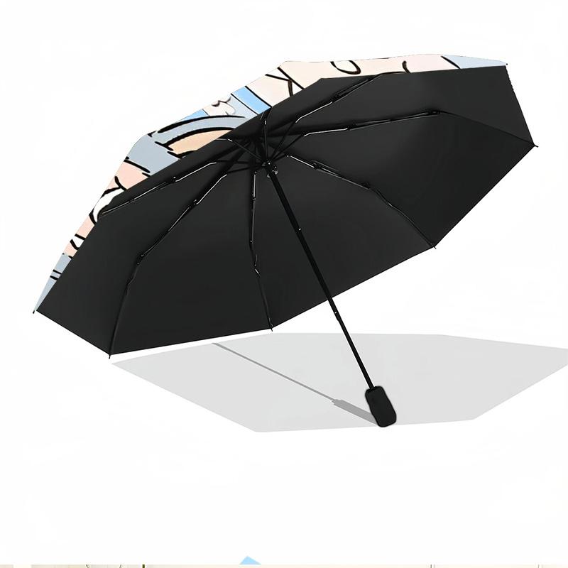 Labubu Print Automatic Open Close Umbrella, Portable Foldable Umbrella, for Outdoor Commute Camping Trip, Ideal Birthday Gift