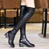 Fashion Black Women's Long Boots Thigh High Elastic Ladies Knee Shaft Shoes Leather Above Over The Middle Heel Cosplay New In Goth Sale