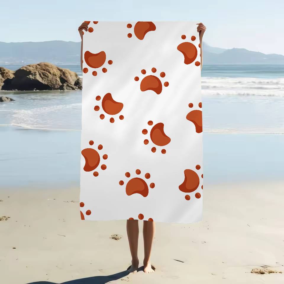 Animal Paw Print Microfiber Beach Towel Absorbent Quick Dry Soft Yoga Swimming Resort Mountain Climbing Towel