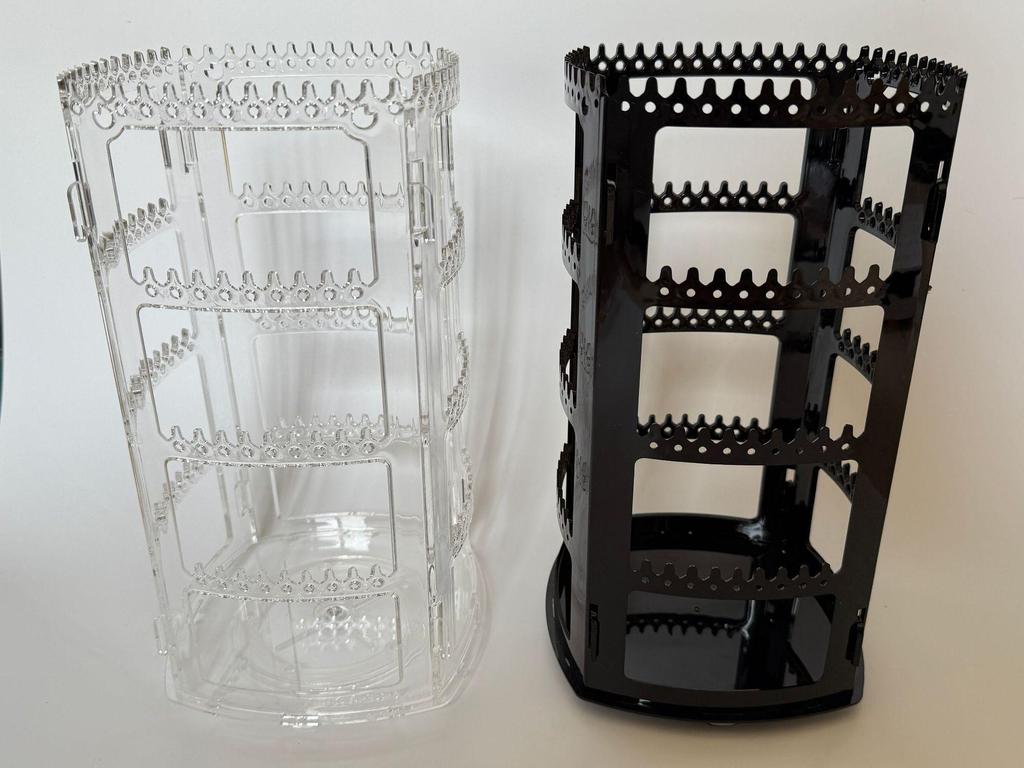 Transparent flerlagers roterande smyckesdisplayställ för örhängen