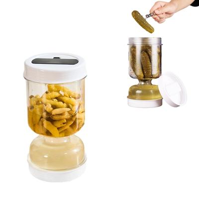 Olive and Pickle Strainer with Strainer Lid and Stainless Steel Fork, Leak-proof Sealed Olive Hourglass Container for Olive and Pickle Juice Separator
