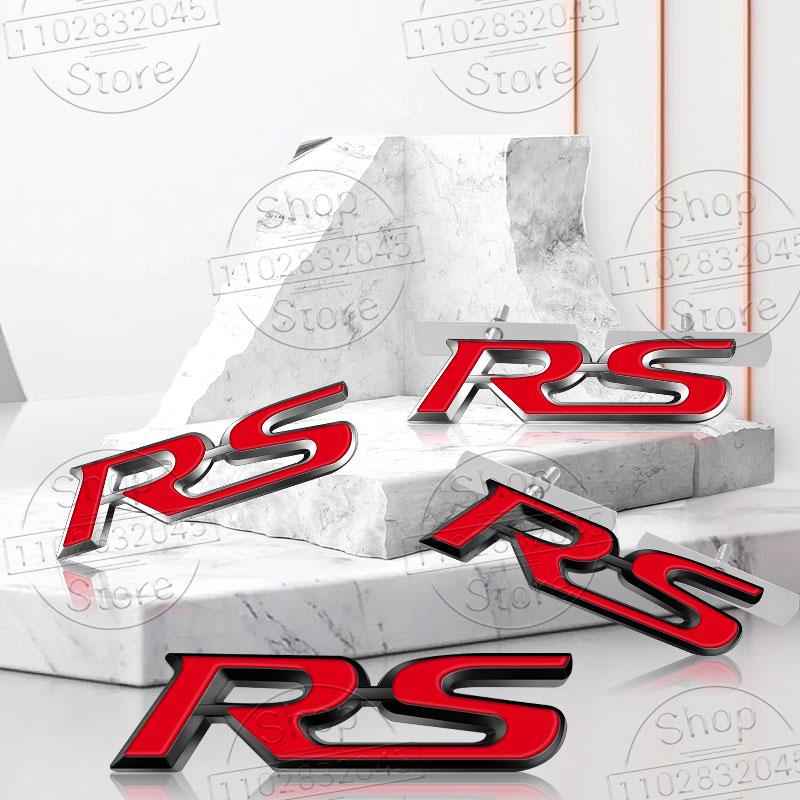 For Car Sport RS Sticker Acceessories 3d Metal RS Sticker Letters Logo Car Front Grille Rear Trunk Emblem Badge