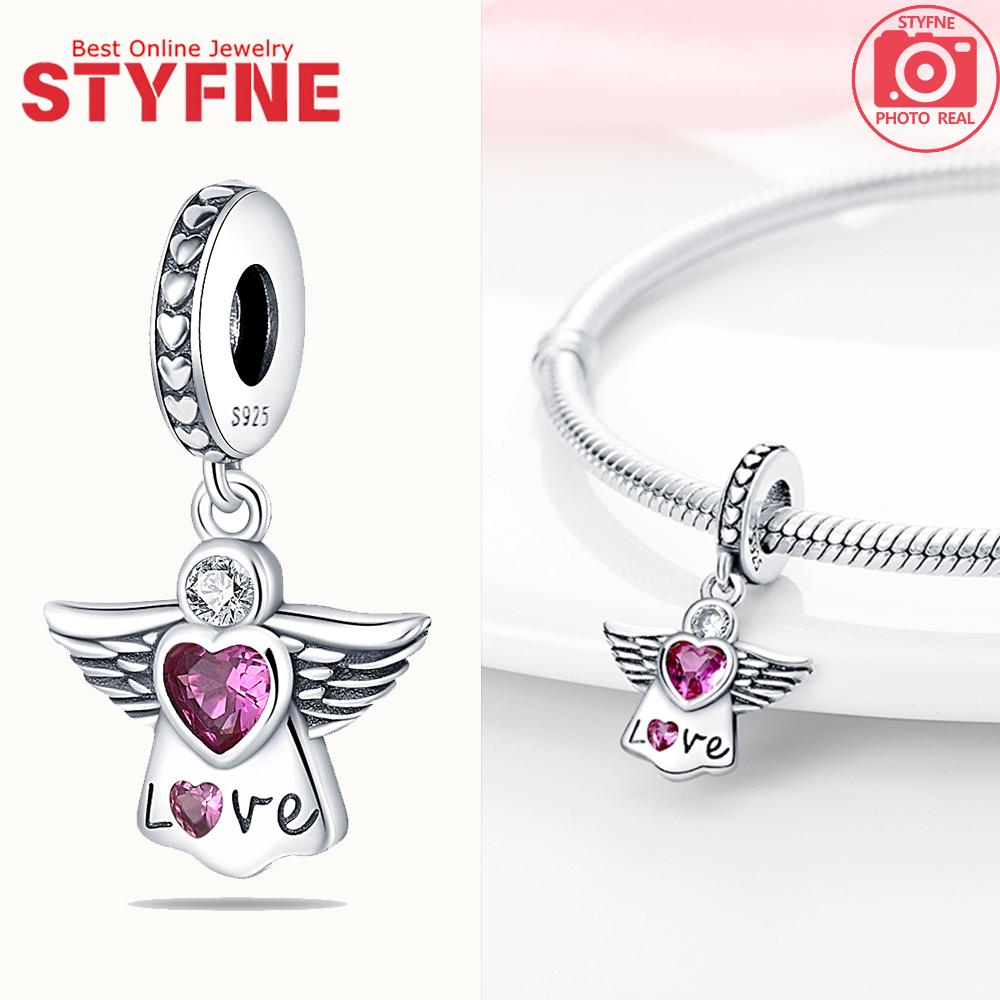 New Silver 925 Angel Sculpture Charms Heart Beads Fit Bracelet for Women Jewelry Party Beads DIY Fine Jewelry Gifts