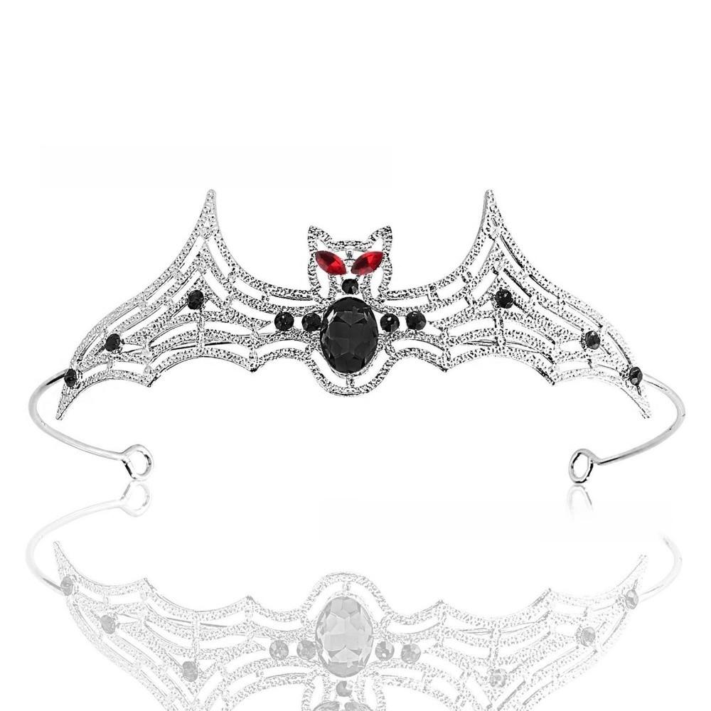 Dark Halloween Bat Hairband Metal Halloween Tiara Temperament Rhinestone Crowns  Party