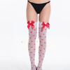 Women Sexy Cute Love Heart Pattern Stockings Nylon High Stockings With Bow Decoration Valentine Day Gift Christmas Wear