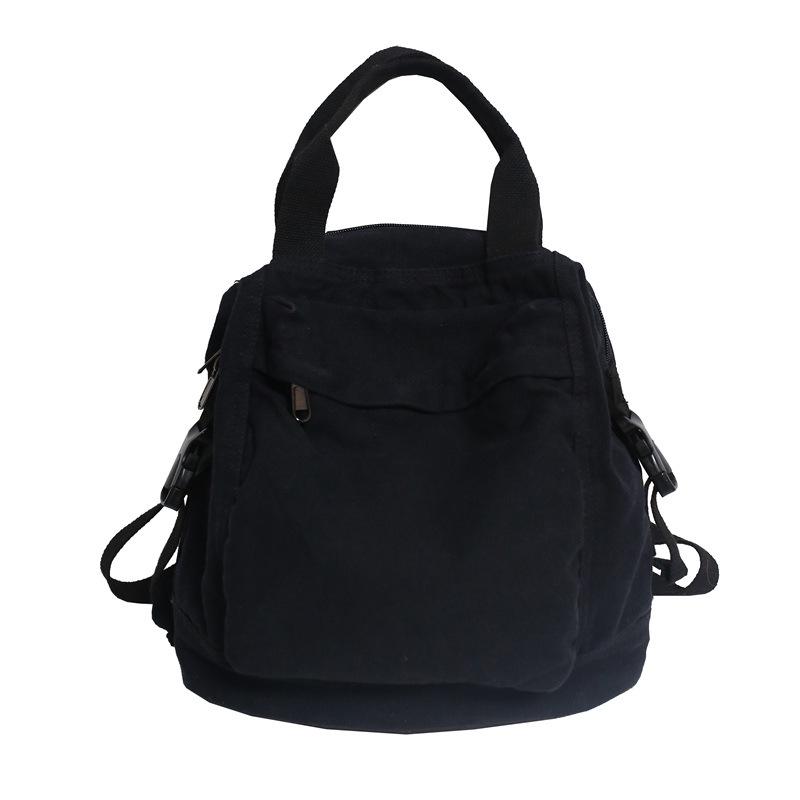 

Solid Color Canvas Backpack: Large Capacity for Middle & High School Students, 2023 Casual Travel Design чорний