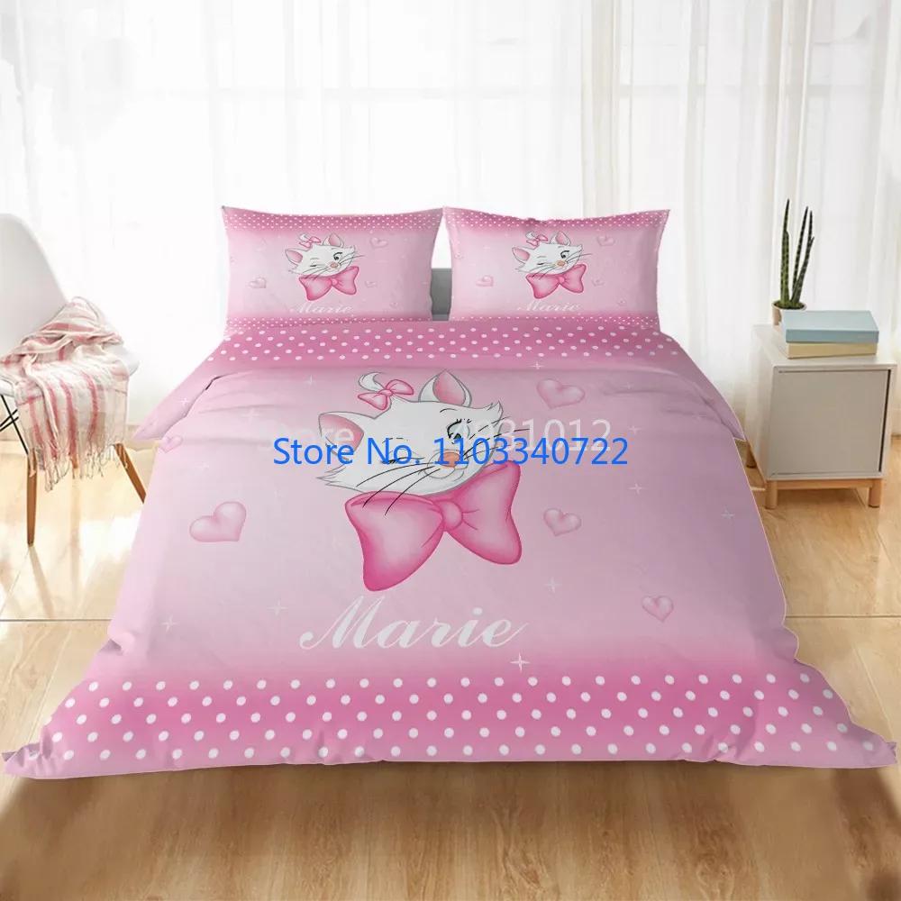 Cute Marie Cat Cartoon Bedding Sets Duvet Cover Set 3D Print Comforter Cover Bedclothes for Boy Girl Bedding Sets Bedroom Decor