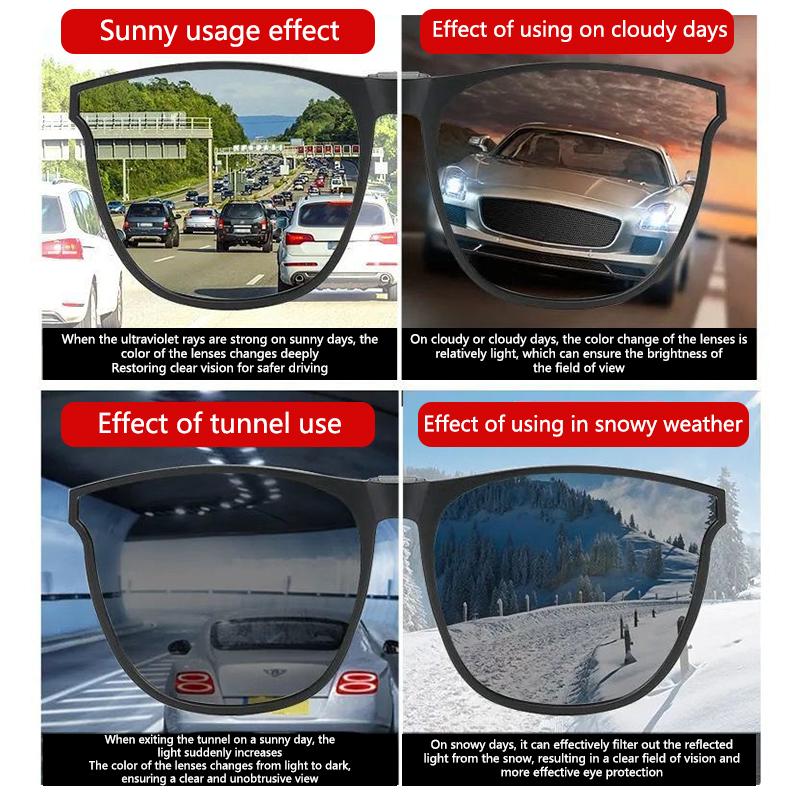 Men Photochromic Polarized Lens Flip Up Clip On Sunglasses Women Driving Sun Glasses With Clips