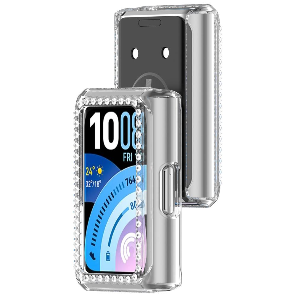 Diamond Case Bling PC Hollow Protector Case For Huawei Band 11 Pro / 11 Pro NFC Hard Cover Smart Protective Watch Shell Fashion Bumper прозрачный