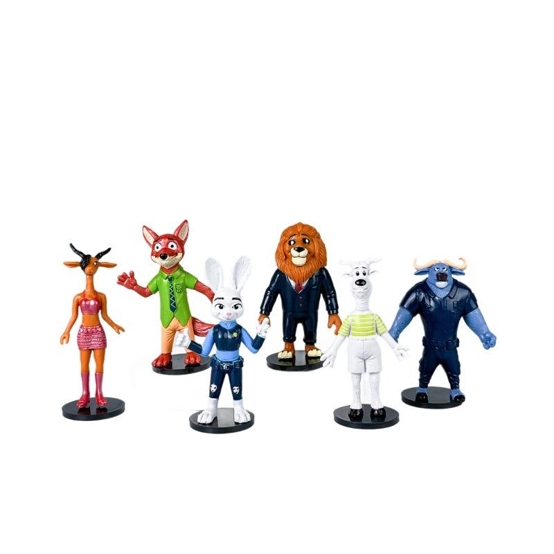 Hot  6Pcs Set Zootopia 2 Figurines Anime Models Fox Nick Rabbit Judy Officer Trendy Peripheral Ornaments Gifts