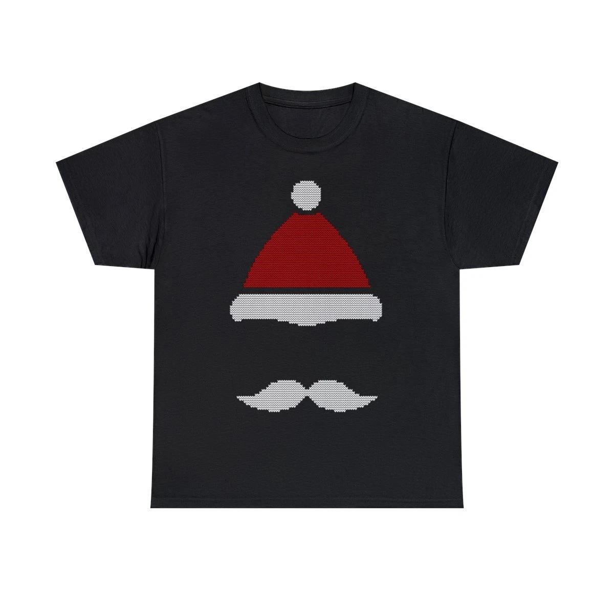 Mustache Santa Hat Ugly Christmas Sweater Graphic Tee Shirt, S-5XL M