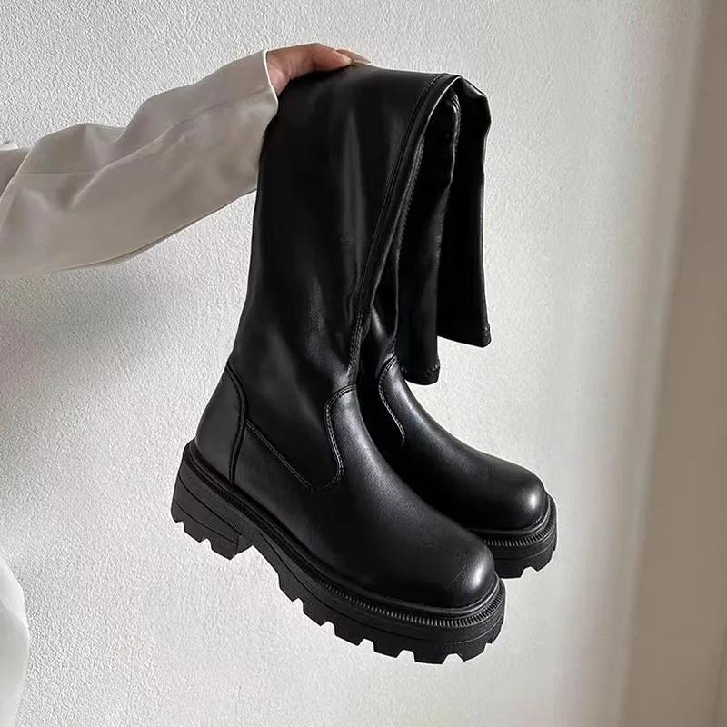 Fashion Ladies Fashion Knee Boots High Heels Thin Tall Autumn Winter Warm Thick Sole Elastic Boots Tall Rider Boots Botas De Mujer