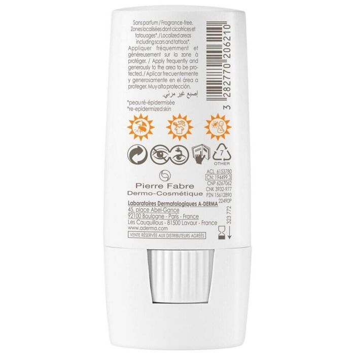 Stick Solaire - A-DERMA - Protect X-Trem - SPF 50+ - Hypoallergénique - 8g