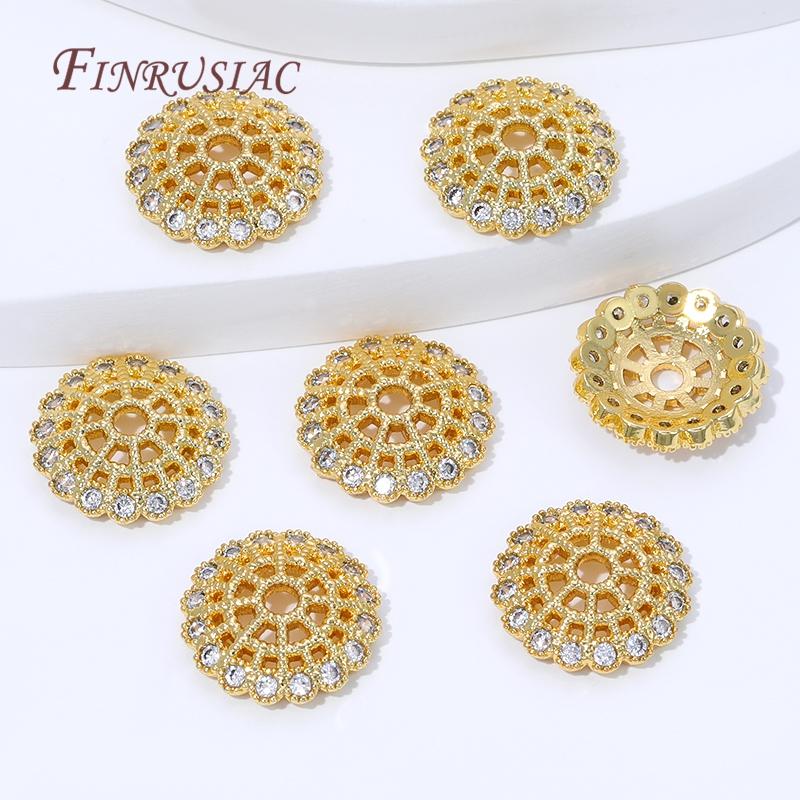 13mm 18K Gold Plated Brass Beads Caps For Jewelry Making Supplies,Round Bead Caps For Bracelets Accessories DIY Findings