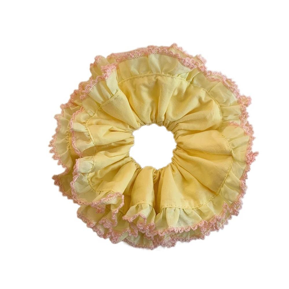 Multilayer Plaid Scrunchies Elastic Exaggerated Hair Ring Exquisite Large Lace Hair Tie  Lady