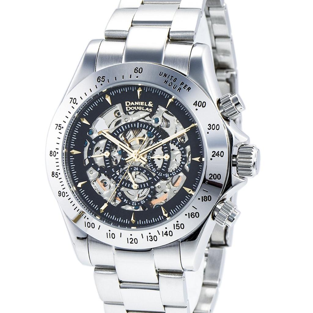 And 40mm Black X Gold Silver Stainless Steel Mechanical Automatic Winding Watch [Daniel Douglas] [Daniel Douglas] Men's DD8802-BKGD [Item]