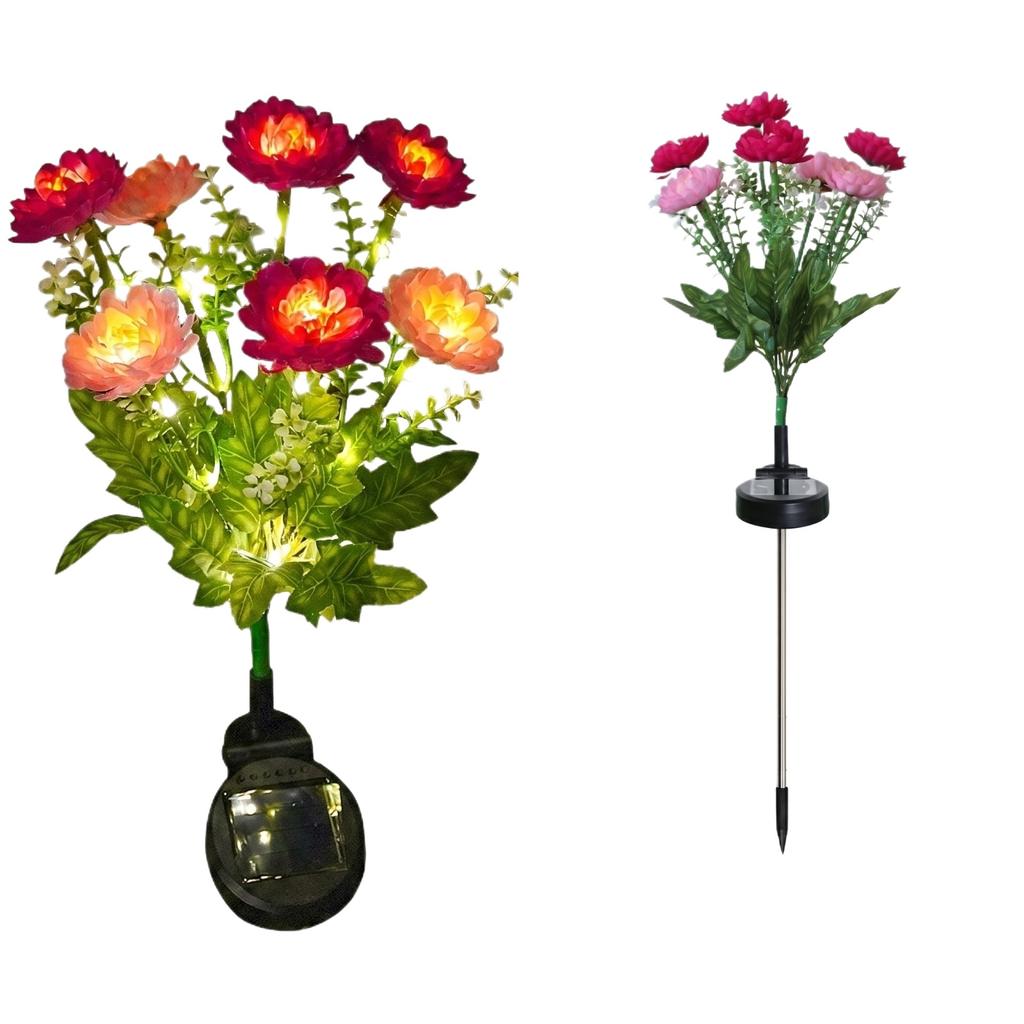 Solar Powered Lotus Flower Outdoor Stake Light Artificial Flower Garden Decoration Waterproof LED Pathway Lighting for Yard Lawn Patio Landscape
