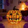 Halloween Themed Light 1/2Pcs Bow Pumpkin Light, Stained Glass Desk Lamp, Warm Night Spooky Jack-O-Lantern Nigh Decoration for Home Office