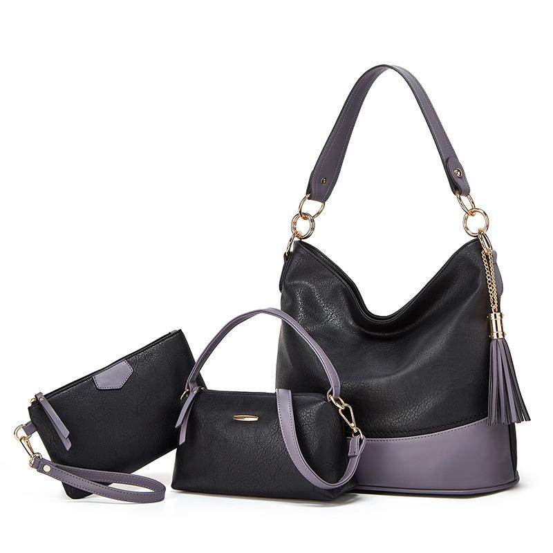 2026 European and American 3pecs/set composite bags tassel shoulder crossbody handbags cross-border factory women's bag