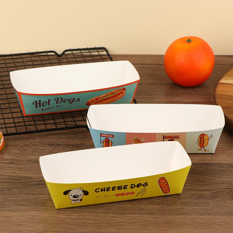 100 sztuk Pudełko do pakowania hot-dogów bez składania Papierowe Jednorazowe Naczynia Imprezowe Taca do serwowania jedzenia Dla Firm Cateringowych Pudełka Cateringowe