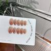 10Pcs French Handmade Press On Nails With Pink Rhinestone Design Artificial False Nail Tips