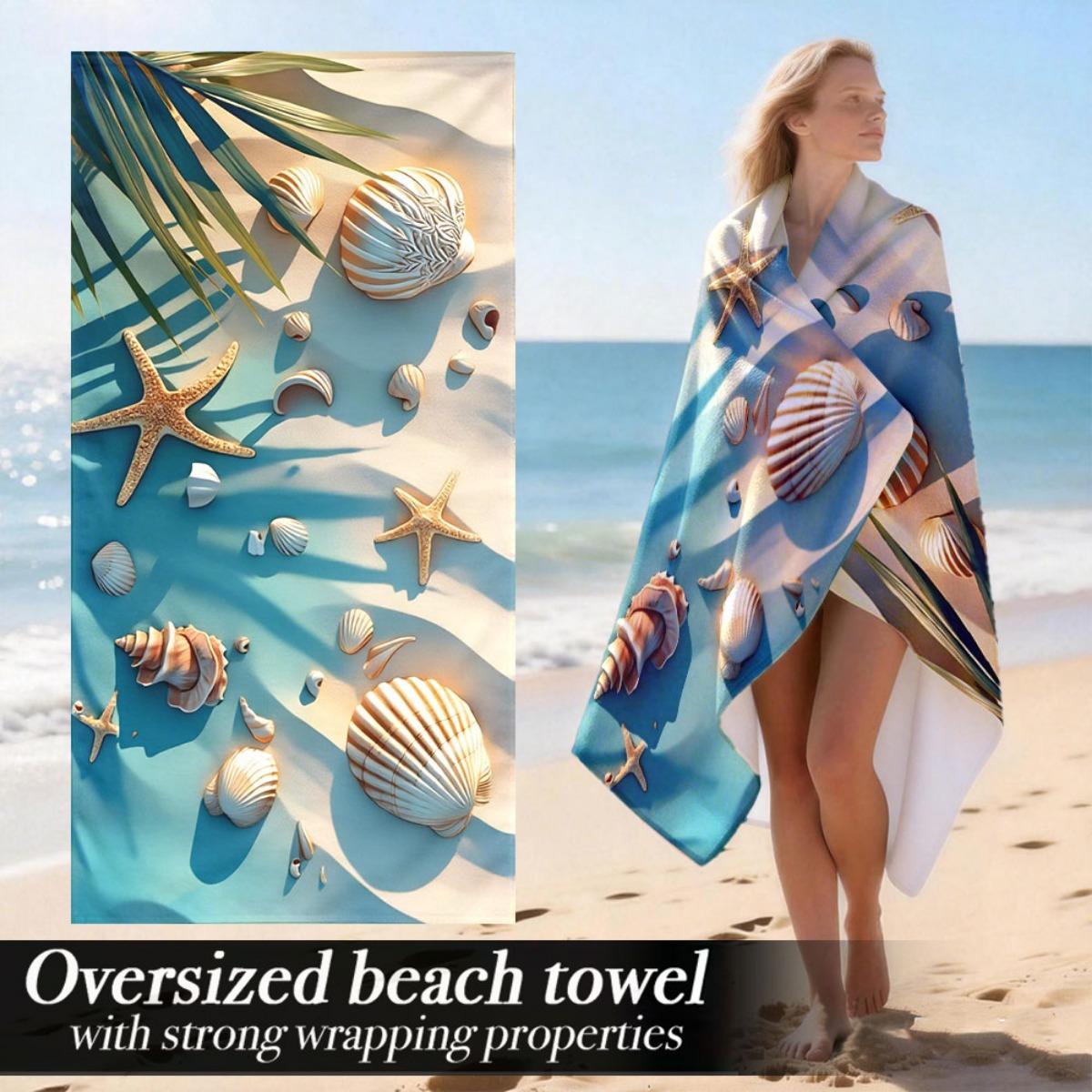 

Seashell & Starfish Oversized Beach Towel – Plush & Lightweight, Coastal Design, Perfect for Beach & Sports Use W30*H60(CM)