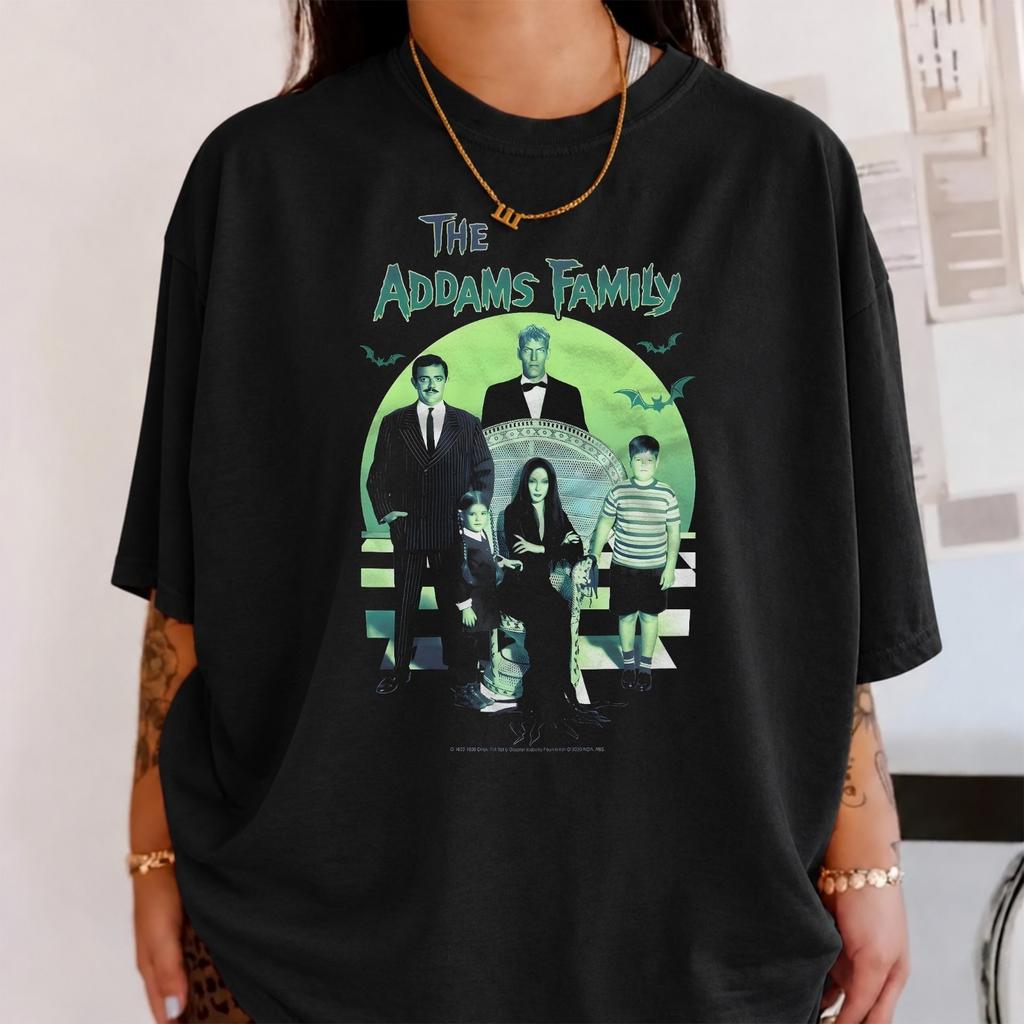 Rodina Addamsová Strašidelný Gotický Vintage Rodinný Portrét Tričko