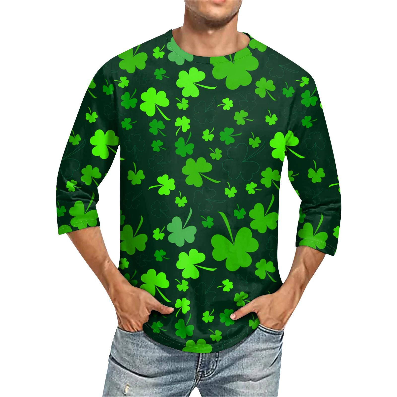 

Мужская однотонная футболка с круглым вырезом и рукавами три четверти L