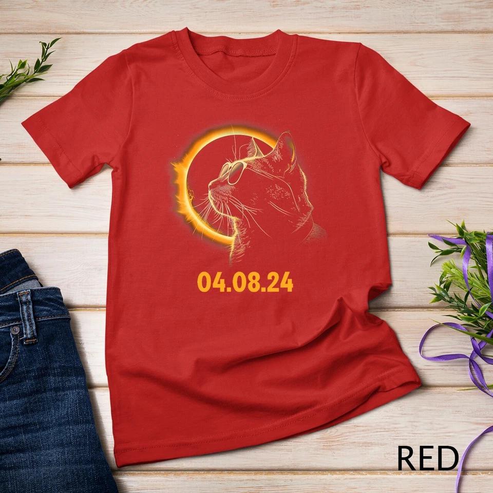 Solar Eclipse Cat Solar Eclipse Glasses Cat Funny T-Shirt Unisex T-shirt 8 3XL