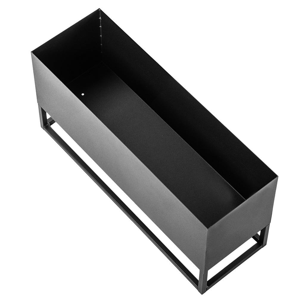 Breiter Pflanzenständer mit Topf 60x30cm, Blumentopf, Stahl-Pflanzenständer, schwarz