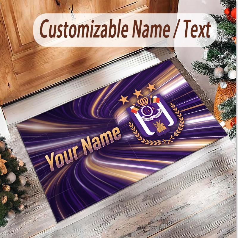 Tappeto Personalizzato in Velluto di Cristallo con Logo Anderlecht FC Tappetino Antiscivolo per Pavimento