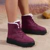 Women's Winter Chunky Platform Snow Boots Anti-Slip Comfortable Short Booties Shoes With Faux Fur Lining for Women Lace-Up Faux Suede Warm Ankle Boots