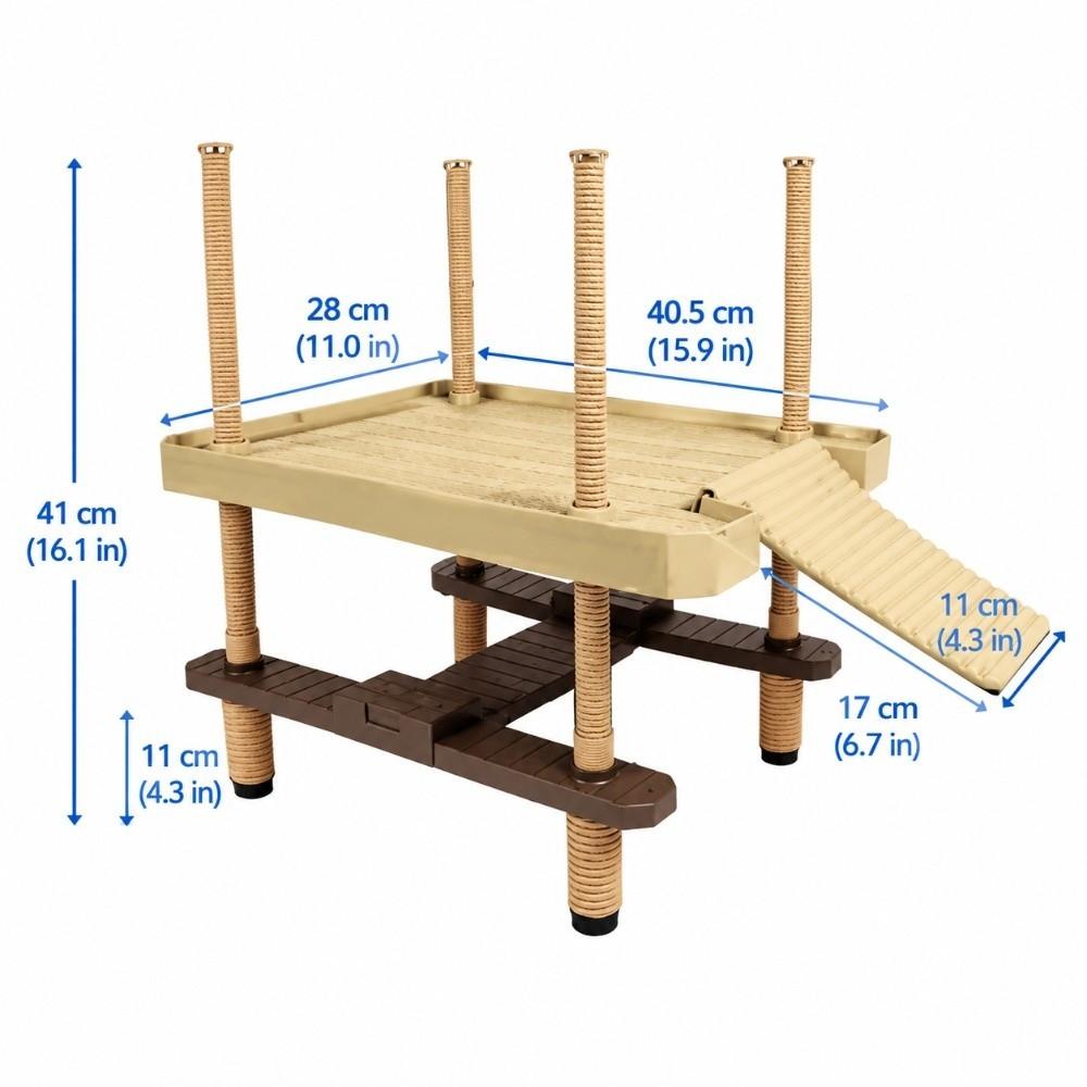 15.9 * 11 * 16.1in Reptile Floating Island With Ramp Climbing Basking Platform Crabs