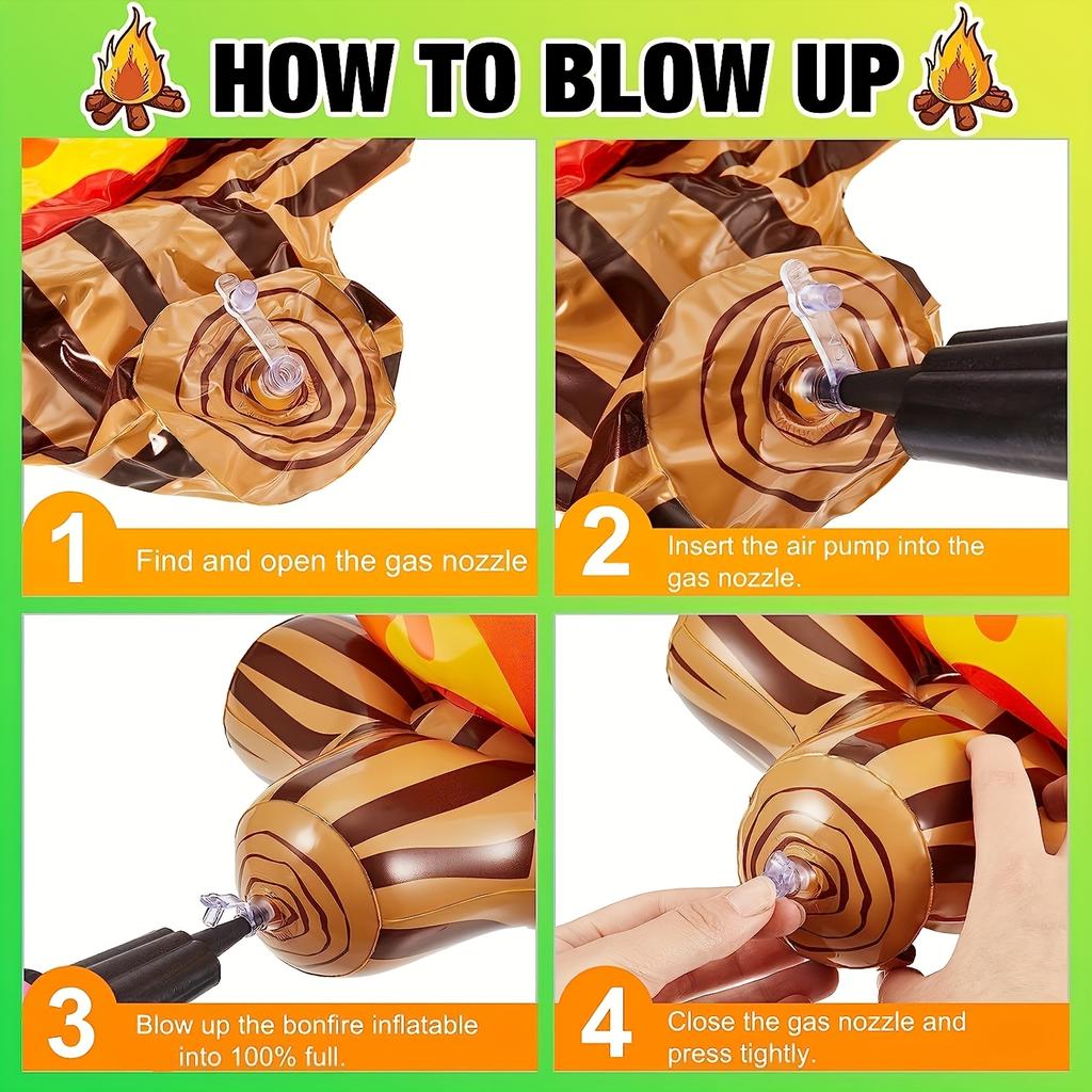 1pcs PVC Inflatable Artificial Campfire Frameless Plastic Camping Party Decoration Indoor Outdoor Scene Props Thanksgiving