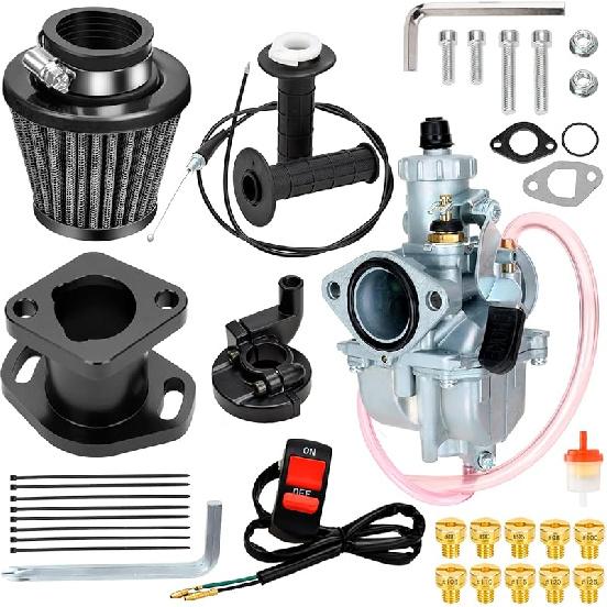 FVRITO VM22 26mm Carburetor Throttle Assembly Main Jets Kit for Predator 212cc 224cc 196cc Non Hemi Coleman CT200U BT200X Mini Bike KT196 Go Kart
