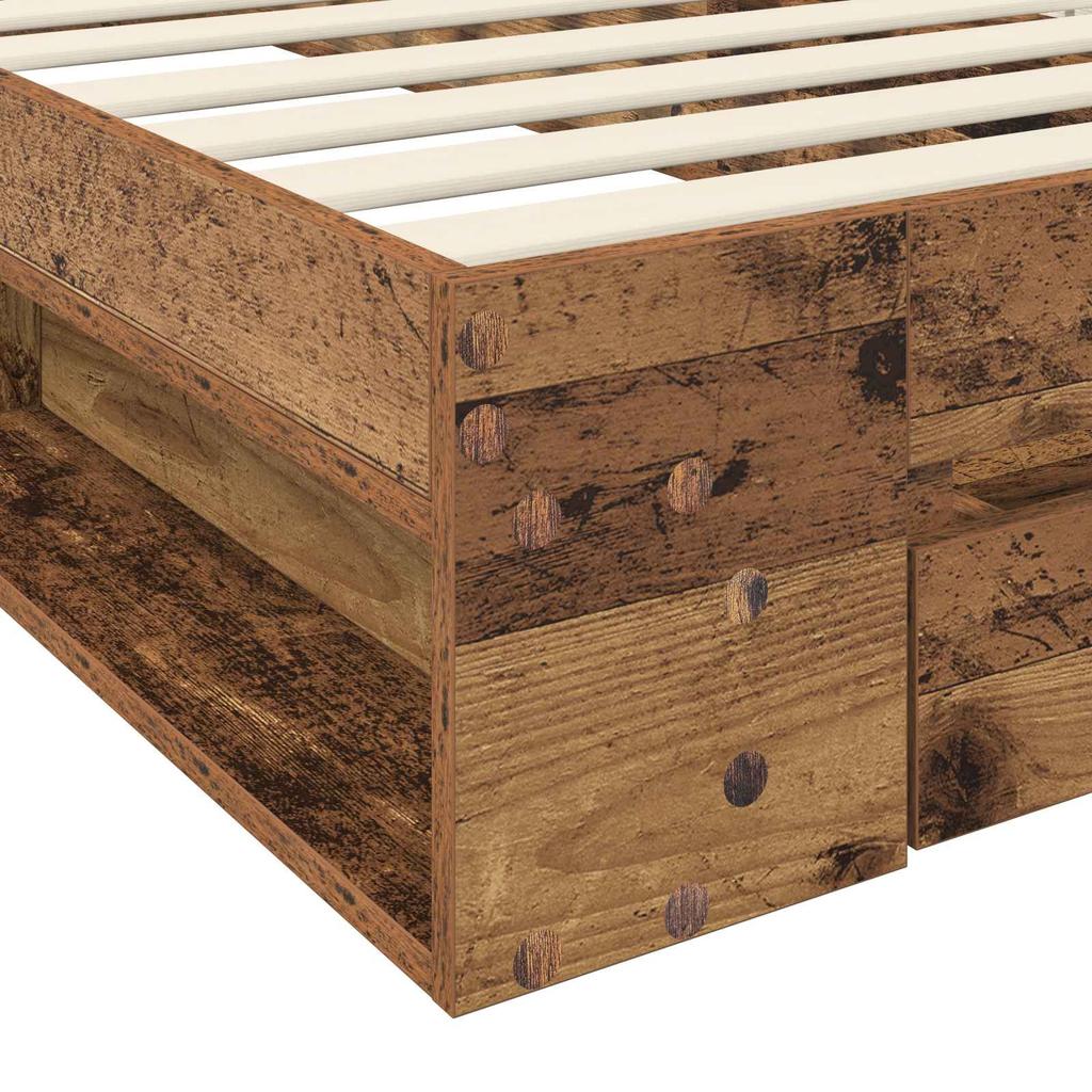 Bed Frame with Storage Reclaimed Wood 80 X 200 Cm Engineered Wood