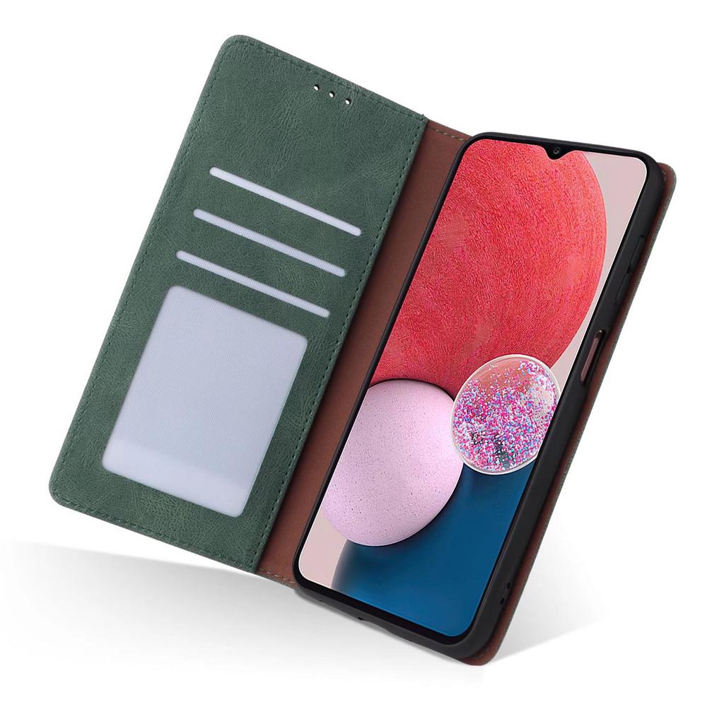 Suitable for S22 Mobile Phone Leather Case A03S Matte Suction Card Wallet Holder Protective Case S21FE Solid Color Case