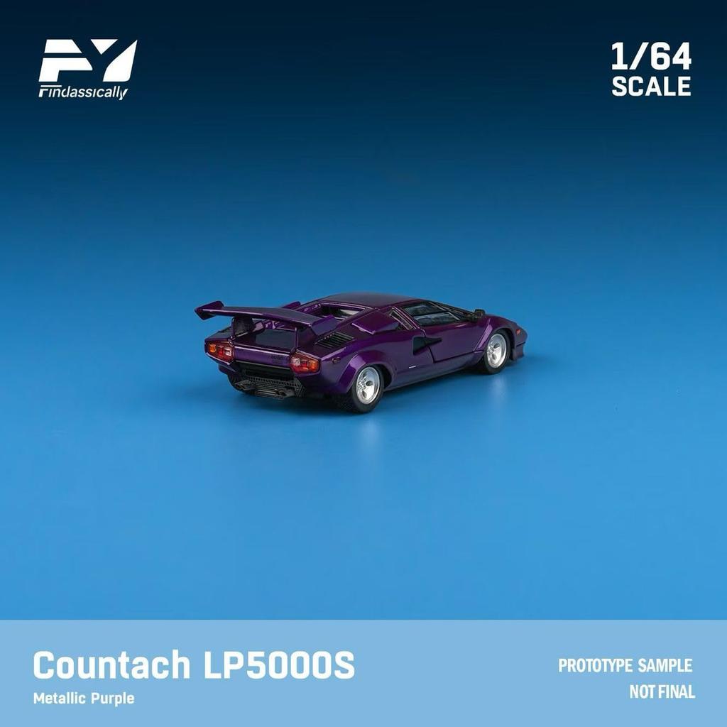 Freestyle Finclassically Scale Countach LP5000S Metallic Purple with Wing FY64092 1/64 (Finished Model)