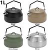 1L Camping Water Kettle Stainless Steel Teapot Coffee Pot Outdoor Tea Kettle Cooking Hiking Traveling Camping Supplies