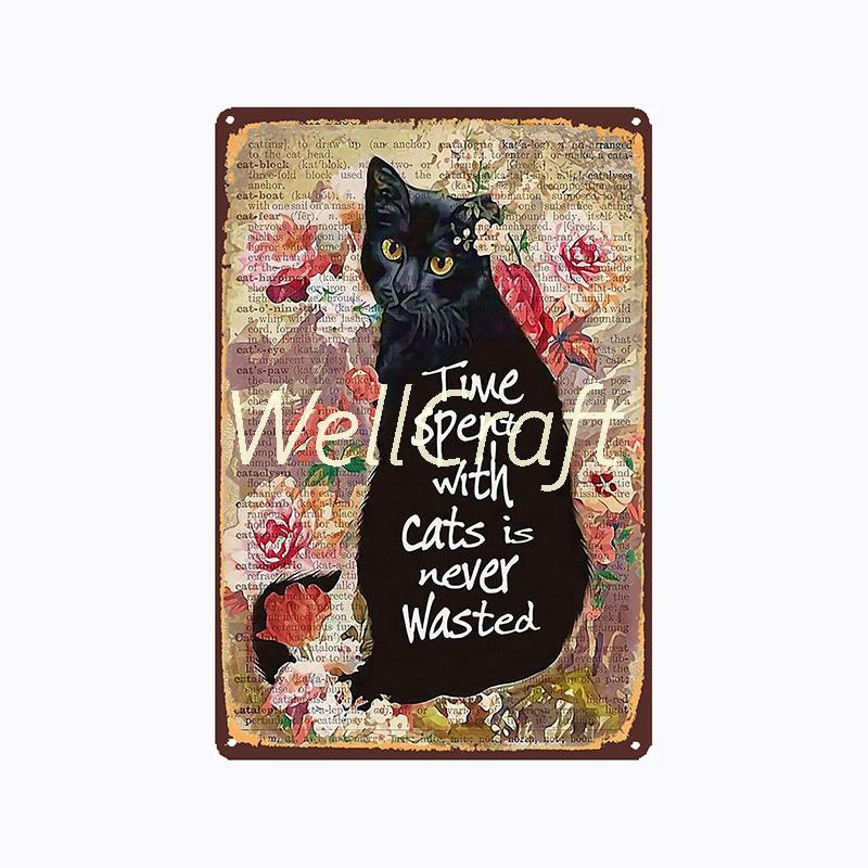 [ WellCraft ] 20*30cm You Are My Sunshine Cat Metal Poster Tin sign Vintage Wall Plaque Decor WX-62-1