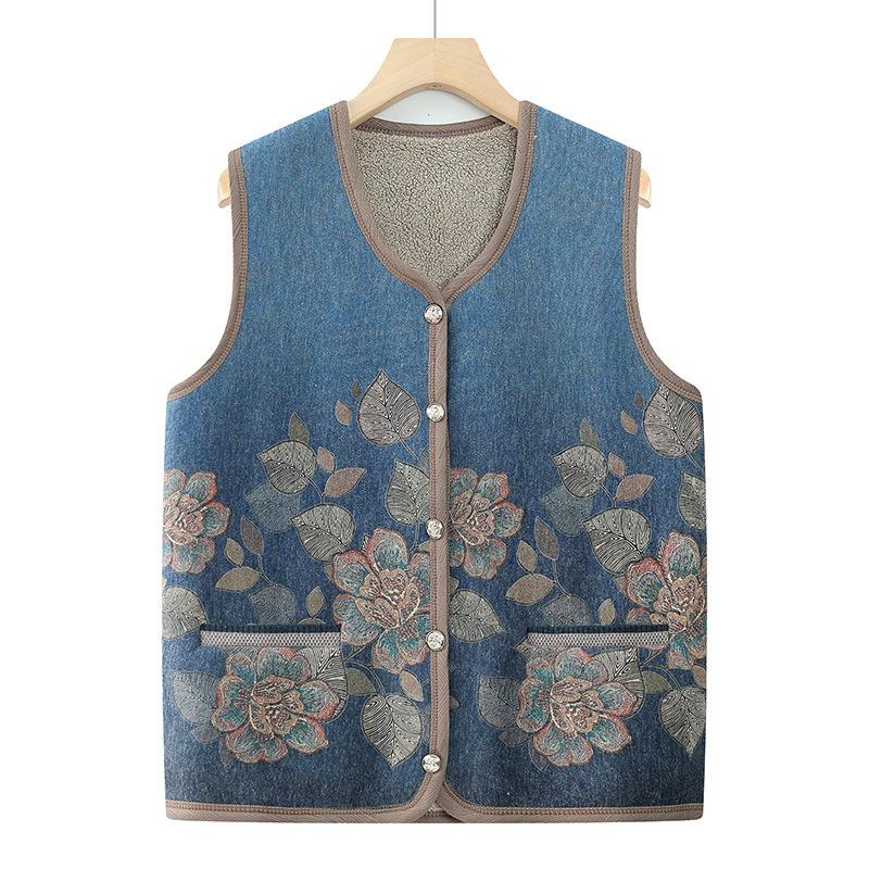 

Fleece thermal vest women s autumn and winter cardigan can be worn outside the vest and inside the vest 5XL (recommended 150-82.5kg) синій